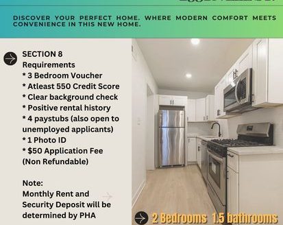 2-Bedroom Single Family Home for Rent in Philadelphia, PA 19125 – $1111/mo | 2 Baths | Updated 2025