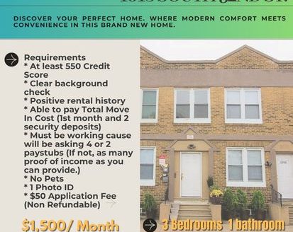 4-Bedroom Single Family Home for Rent in Philadelphia, PA 19143 – $1500/mo | 1 Baths | Updated 2025