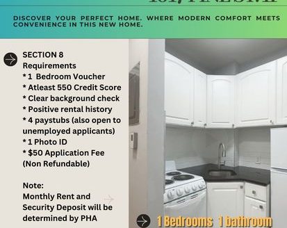 1-Bedroom Townhouse  for Rent in Philadelphia, PA 19107 – $1111/mo | 1 Baths | Updated 2025